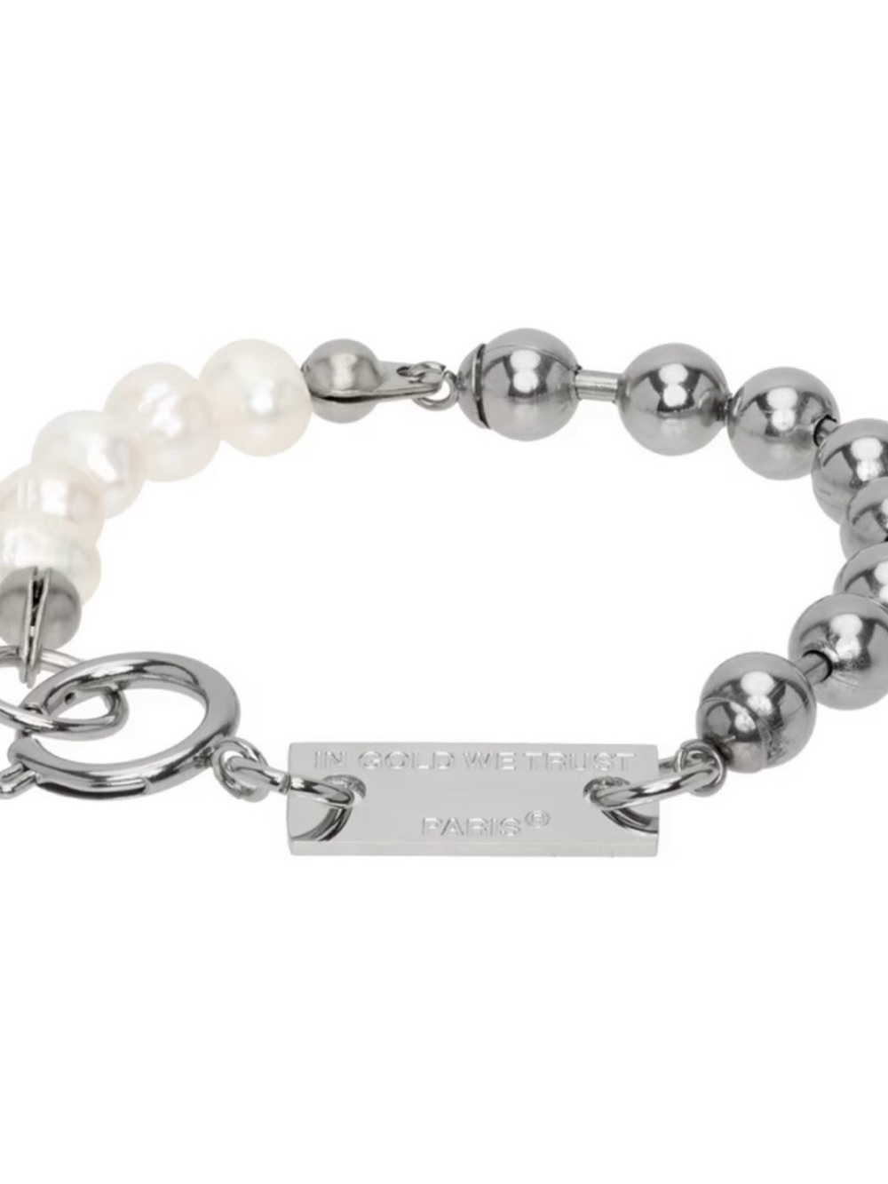 In Gold We Trust Silver Ball Chain Bracelet Unisex